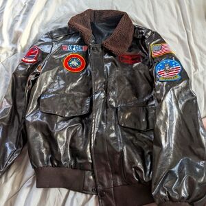Men's Black Bomber Jacket with Patches